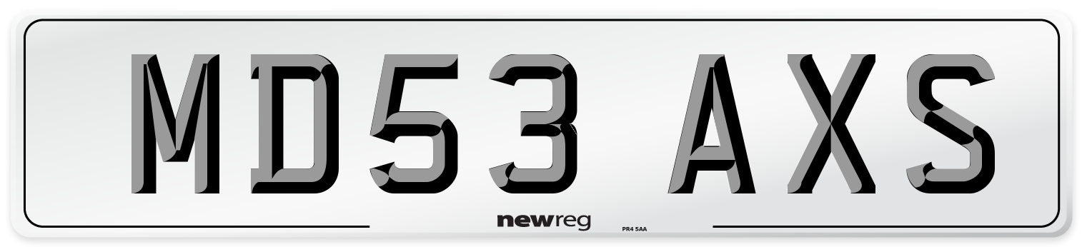 MD53 AXS Number Plate from New Reg